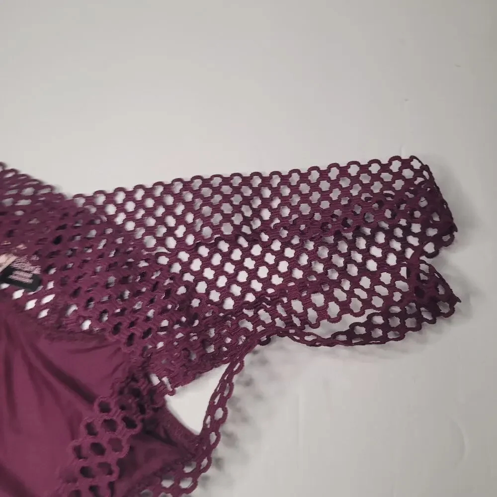 Victoria's Secret Maroon Strappy Honeycomb Cheeky Panties XL